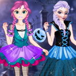 Dress up Elsa and Anna for Halloween Fun - Play Now on Maky.club!