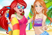 Get Ready for Summer Fun: Dress Up Disney Princesses Rapunzel and Elsa in Beach Fashion Game