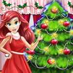 Join Disney Princesses Ariel and Jasmine in a Festive Christmas Tree Decorating Game