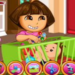 Dora Baby Caring Slacking: Help Dora Care for her Brother While Avoiding Mom's Attention