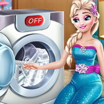 Elsa Wash Clothes Game: Help Elsa Separate, Wash, Dry, Iron, and Fold Clothes - Play Now!