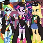 Equestria Girls Graduation Party: Design Beautiful Grad Outfits for Twilight, Rainbow, and Apple Jack!