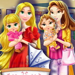 Join Rapunzel and Belle on a Shopping Adventure for Moms and Babies in Mommy Princess Go Shopping Game