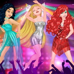 Dress Up for a Midnight Party with Princess Ariel, Jasmine and Rapunzel - Play Now on Maky Club!